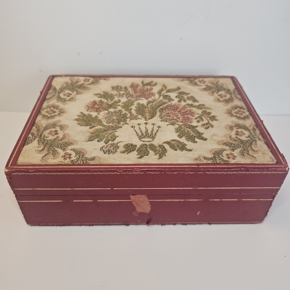Vintage Rolex tapestry watch box embroidered 60.01.2 Lady president floral READ